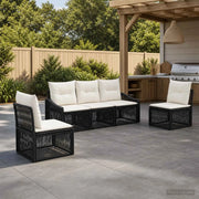 Set Divano da Giardino 5 pz Nero polyrattan 3435961