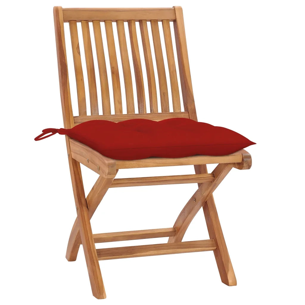Sedie da Giardino Pieghevoli con Cuscini 4 pz Massello di Teak 3072828