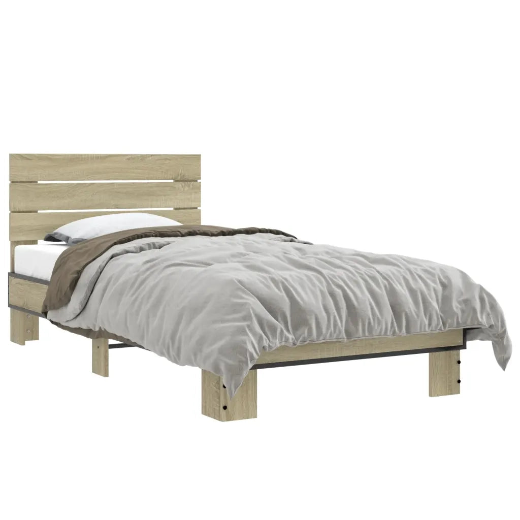 Giroletto Rovere Sonoma 90x190cm in Legno Multistrato e Metallo 845753