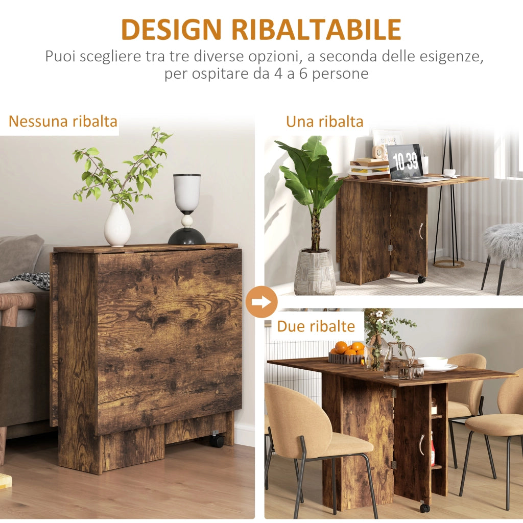 Tavolo da Pranzo Pieghevole per 6 Persone ¨C zephmum ¨C Marrone