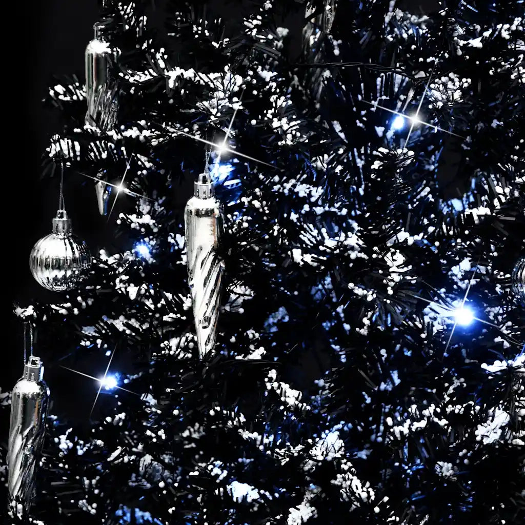 Albero di Natale | Decorazioni natalizie con Nevicata e Base ad Ombrello Nero 170cm PVC