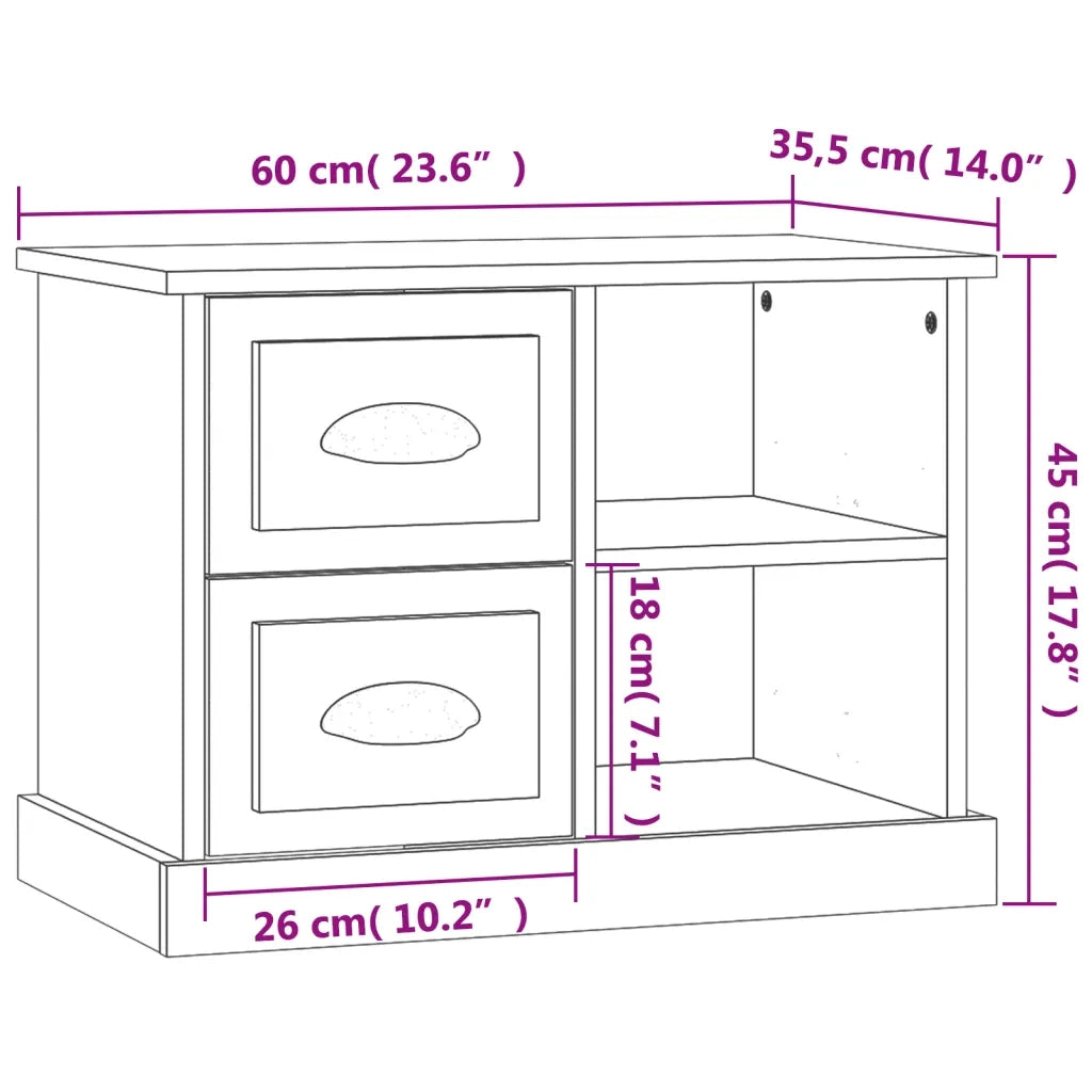 Comodino Grigio Sonoma 60x35,5x45 cm 816374