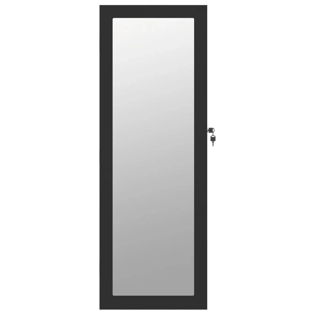 Mobiletto portagioie mobile contenitore organizer per camera da letto spogliatoio bagno con specchio a parete 37,5 x 10 x 106 cm nero 02_0022843