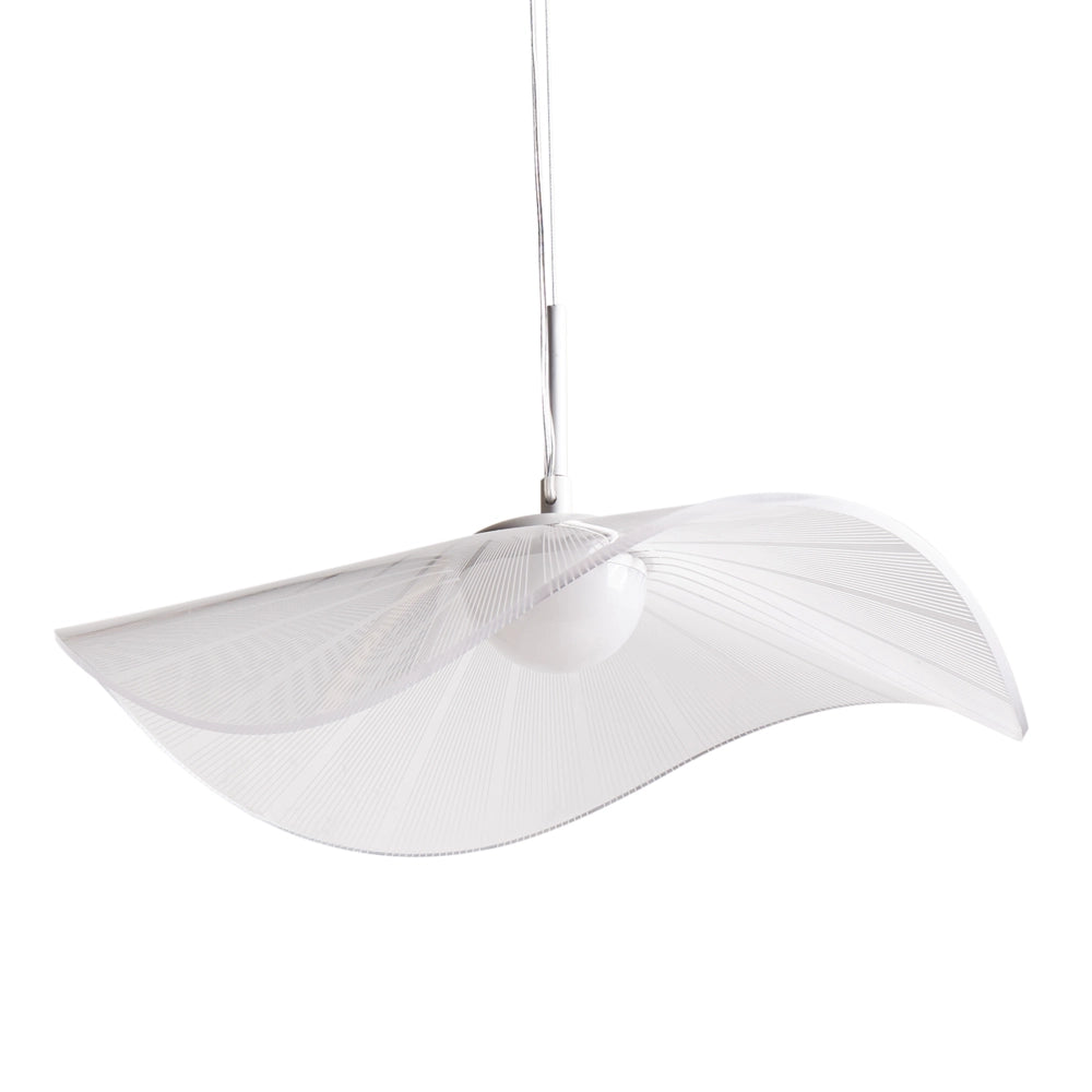 Lampada a sospensione a LED in metallo bianco con paralume acrilico aperto per l'illuminazione a sospensione