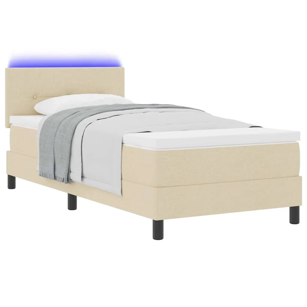 Letto a molle con materasso con led Crema 100 x 200 cm Tessuto 3342189