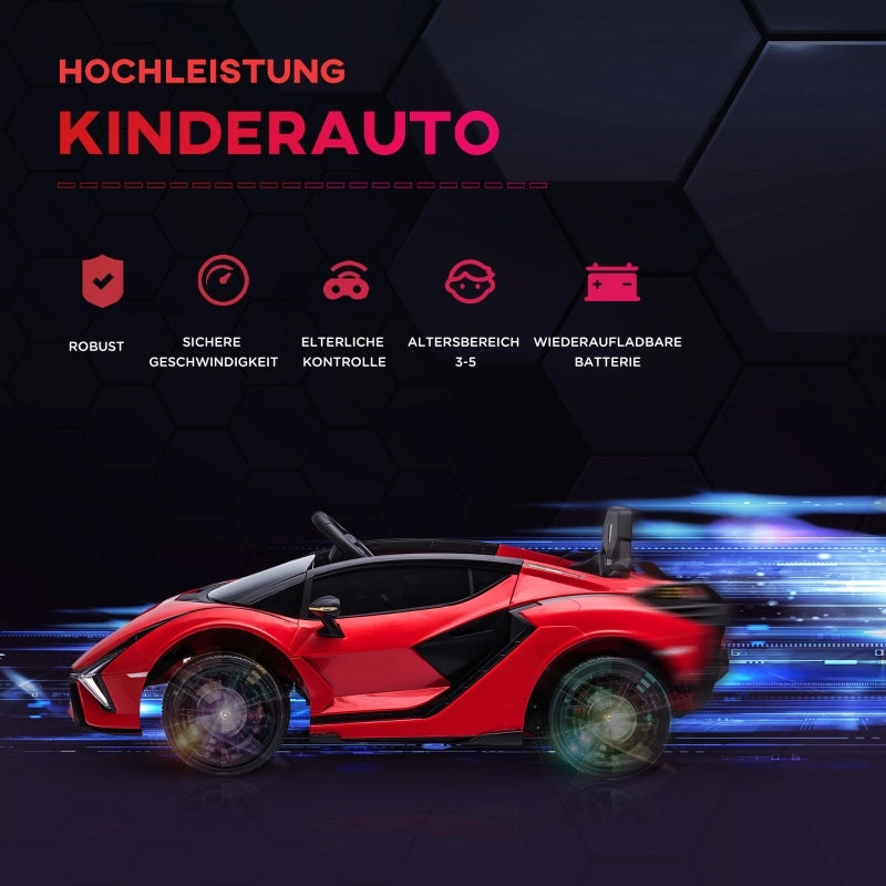 Macchina elettrica per bambini 12V 2 modalit¨¤ di guida Lamborghini SIAN SUV con telecomando, musica (MP3/USB), luci, 37-60 mesi, metallo rosso, 108