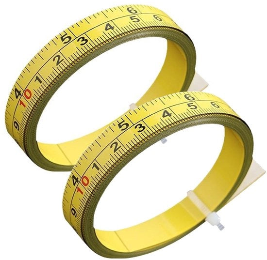 Set di due livelli di lavoro in acciaio di carbonio - autoadesivi - marcature imperiali/metriche - larghezza 13mm - per tavoli da taglio/bureaux - livello di precisione