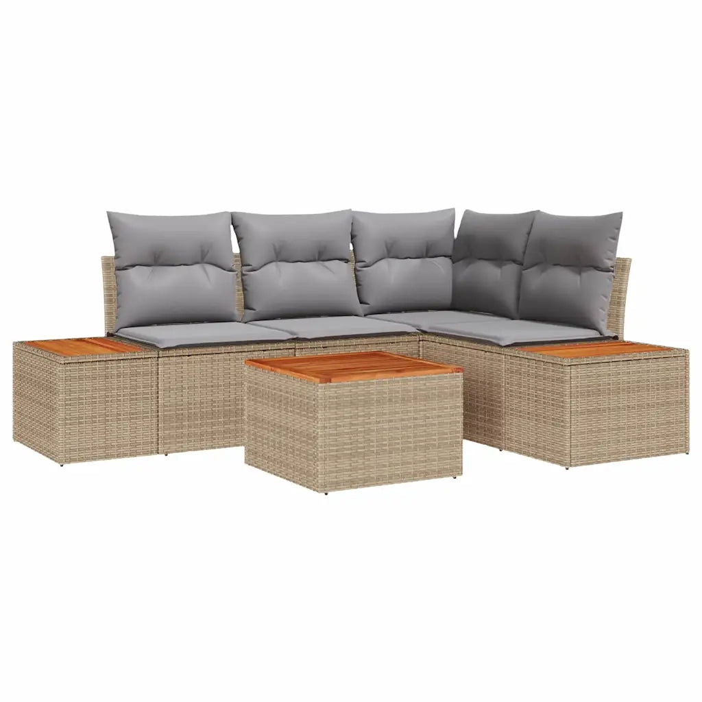 Set Divano da Giardino 4 pcs Beige e Grigio Chiaro Polyrattan 3356750