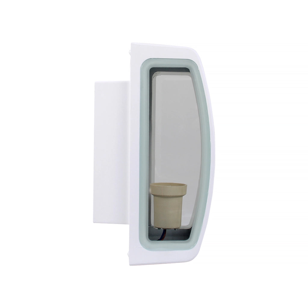 LAMAPADA DA PARETE PER ESTERNO IP65 CON ATTACCO E27 - APPLIQUE IN ALLUMINIO BIANCO E VETRO IDEALE PER GIARDINI E VIALETTI