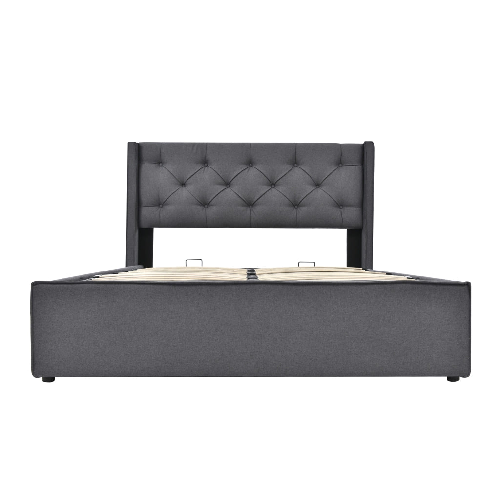 letto imbottito cotone grigio 140 x 200 cm