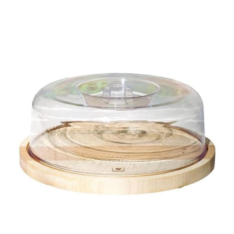 PORTA FORMAGGIO REALIZZATO IN LEGNO DI FAGGIO TONDO DIAMETRO 26,5 CM CAMPANA IN PLASTICA