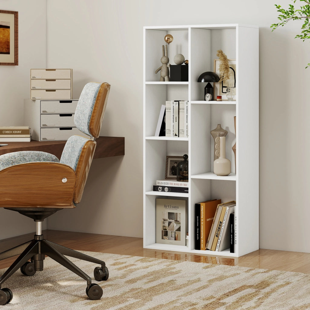 Libreria a 7 cubi indipendente verticale orizzontale 7 scomparti 2 kit antiribaltamento-Organizer cubo espositivo casa ufficio soggiorno Bianco