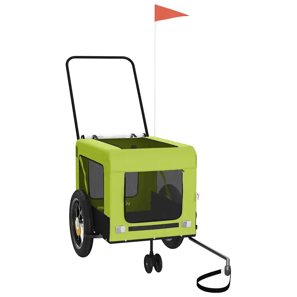 Rimorchio da Bici per Animali Verde e Nero Oxford e Ferro 93934