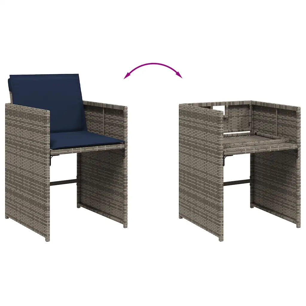 Set da pranzo da giardino da 17 pz con Cuscini in Polyrattan Grigio 3278196