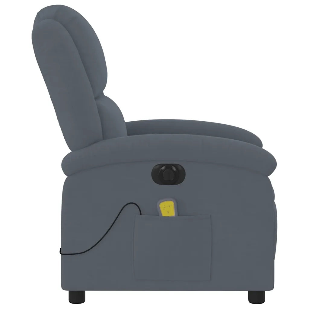 Poltrona Massaggiante Reclinante Elettrica Grigio Scuro Velluto 3204290