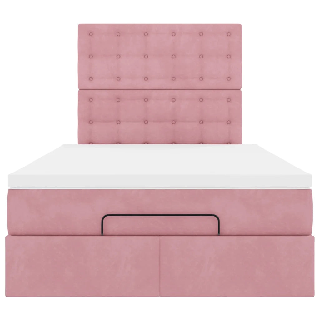 Struttura Letto Pouf con Materassi Rosa 120x190 cm Velluto 3314455