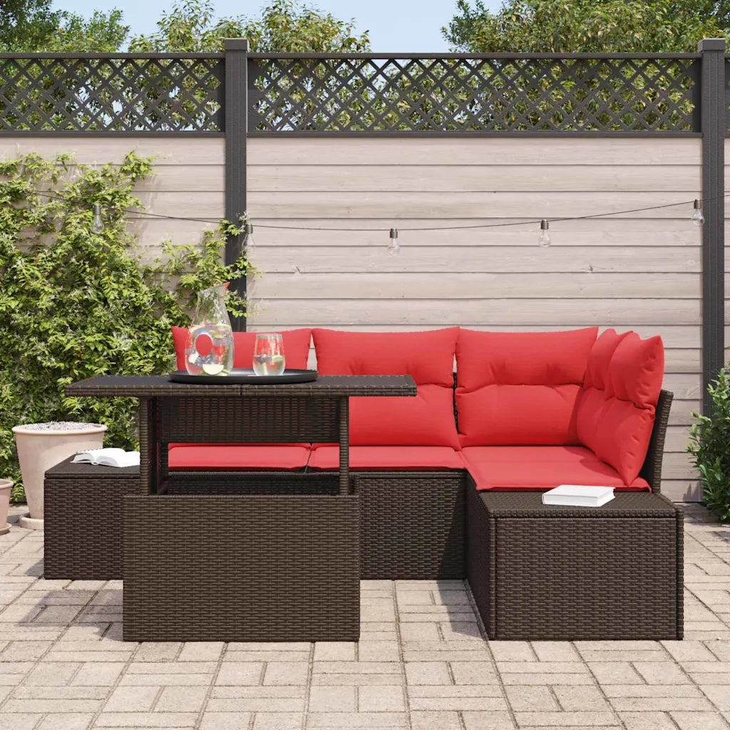 Set Divano da Giardino 5 pz Marrone polyrattan 3357917