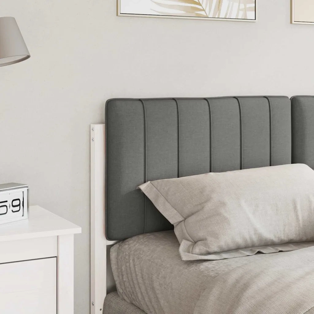 Testiera | Testata imbottita Bianco e grigio chiaro 140 cm Pino massello