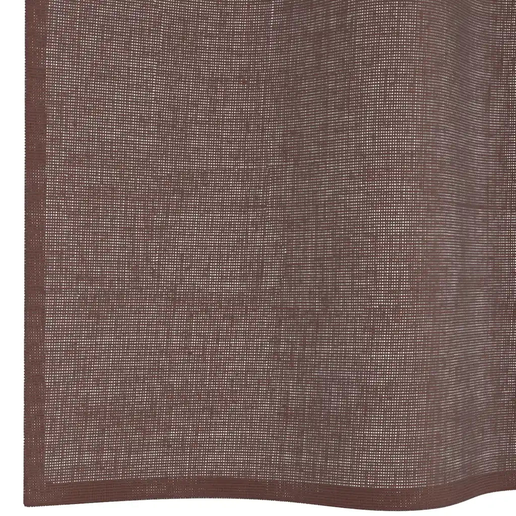 Tende in Voile con Occhielli 2 pz Marrone 140x260 cm