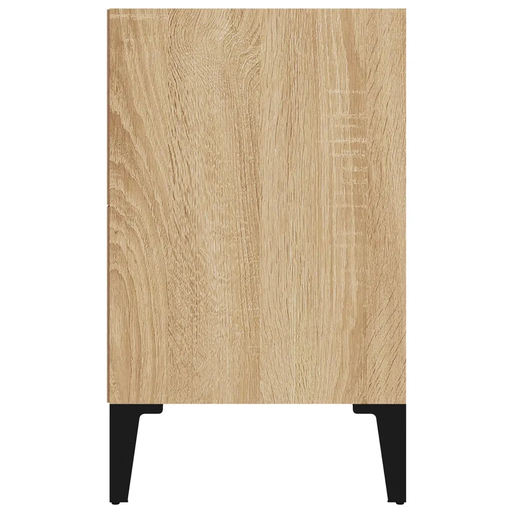 Comodino con Gambe in Metallo-Tavolino da notte Rovere Sonoma 40x30x50 cm 494326