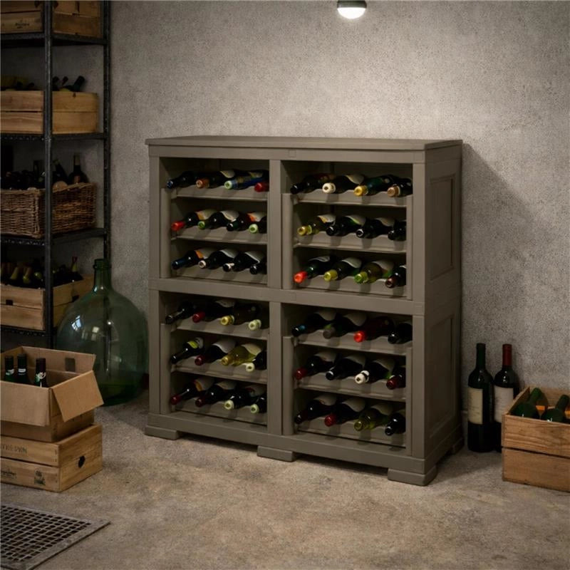 SCAFFALE PORTABOTTIGLIE PER 48 BOTTIGLIE 79X42,5X85,5 CM – CANTINETTA MODERNA A VISTA SENZA ANTE, MOBILE VINO MODULARE