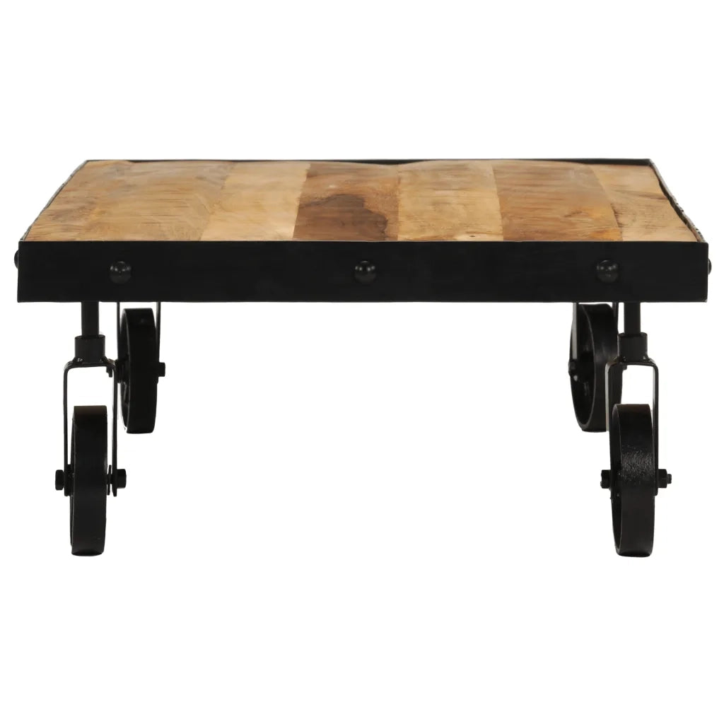 Tavolino da salotto | Tavolino da caff¨¨ | Tavolino da Soggiorno con Ruote Legno Massello Mango 100x55x26 cm