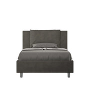 BS COM Letto una piazza e mezza senza rete imbottito 120x190 microfibra grigio
