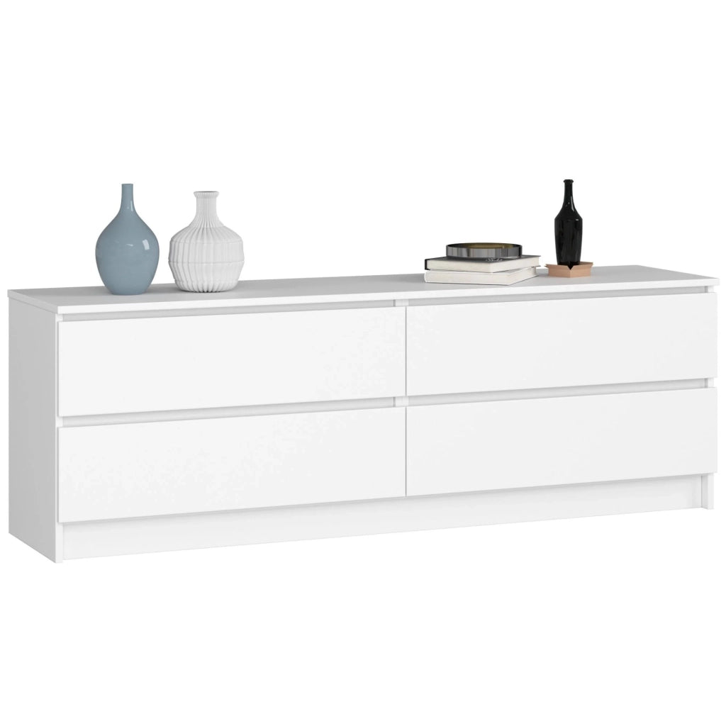 Cassettiera AKORD K160 Bianca 160 cm 4 cassetti 160x40x55 cm Quercia Artigiana