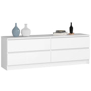 Cassettiera AKORD K160 Bianca 160 cm 4 cassetti 160x40x55 cm Quercia Artigiana