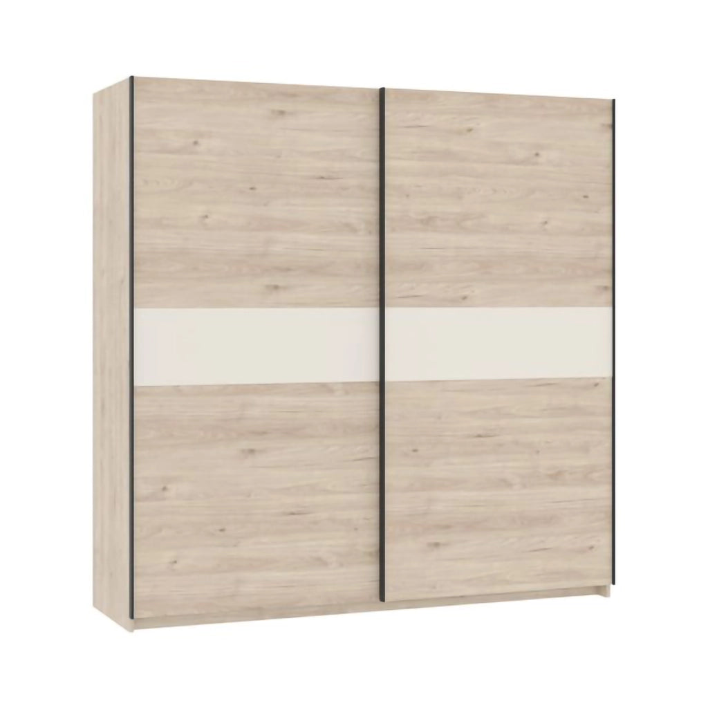 Armadio Camera da Letto Nalika, Guardaroba 2 Ante 2 Ripiani, 200x204h cm Marrone Rovere