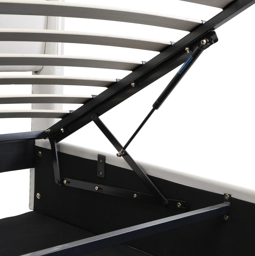 Letto imbottito 180x200 cm con LED, USB ricaricabile e vano contenitore