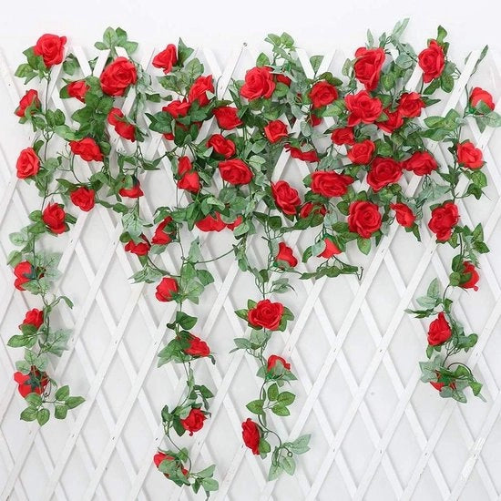 Guirlanda di Rose artificiali 2 pezzi 220 cm - Fiori appesi per decorazione di matrimonio e interni