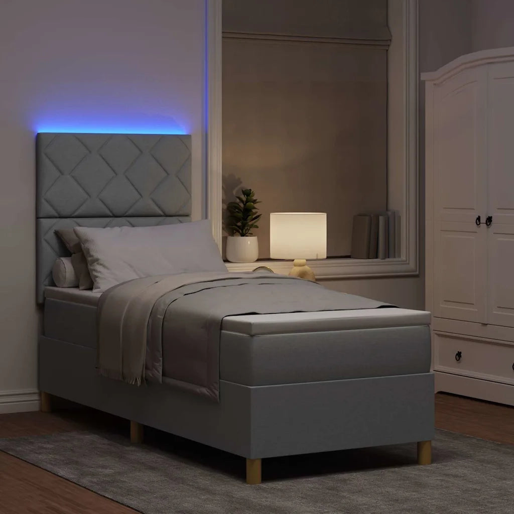 Letto a Sorgente LED Grigio chiaro 80 x 200 cm Tessuto