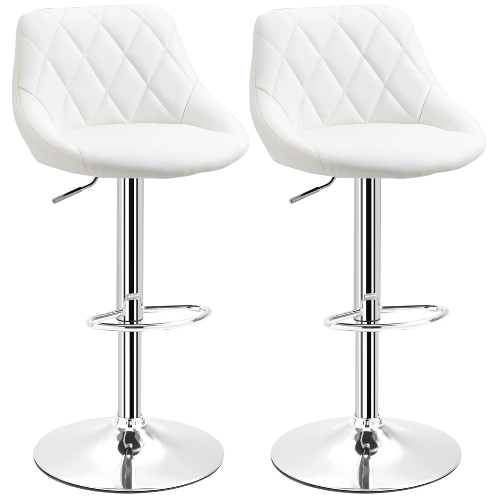 Sgabello Alto Girevole ¨C Xylo ¨C Altezza Regolabile, Metallo, Finta Pelle, Bianco, 46x48x83-104cm