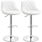 Sgabello Alto Girevole ¨C Xylo ¨C Altezza Regolabile, Metallo, Finta Pelle, Bianco, 46x48x83-104cm