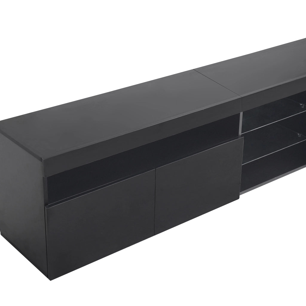 MOBILE TV 180x35x48 cm MDF Nero con LED e 3 ante