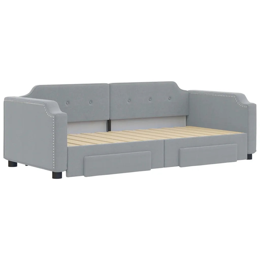Divano letto | Sof¨¤ letto | Letto singolo Estraibile Cassetti Grigio Chiaro 90x200cm Tessuto