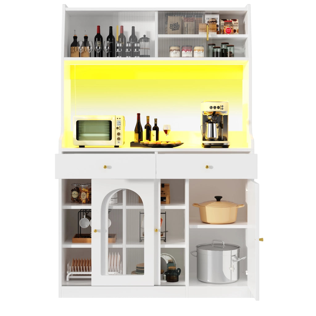 Credenza Buffet con Vetrina, LED e Cassetti ¨C MINIMAL ¨C Bianco