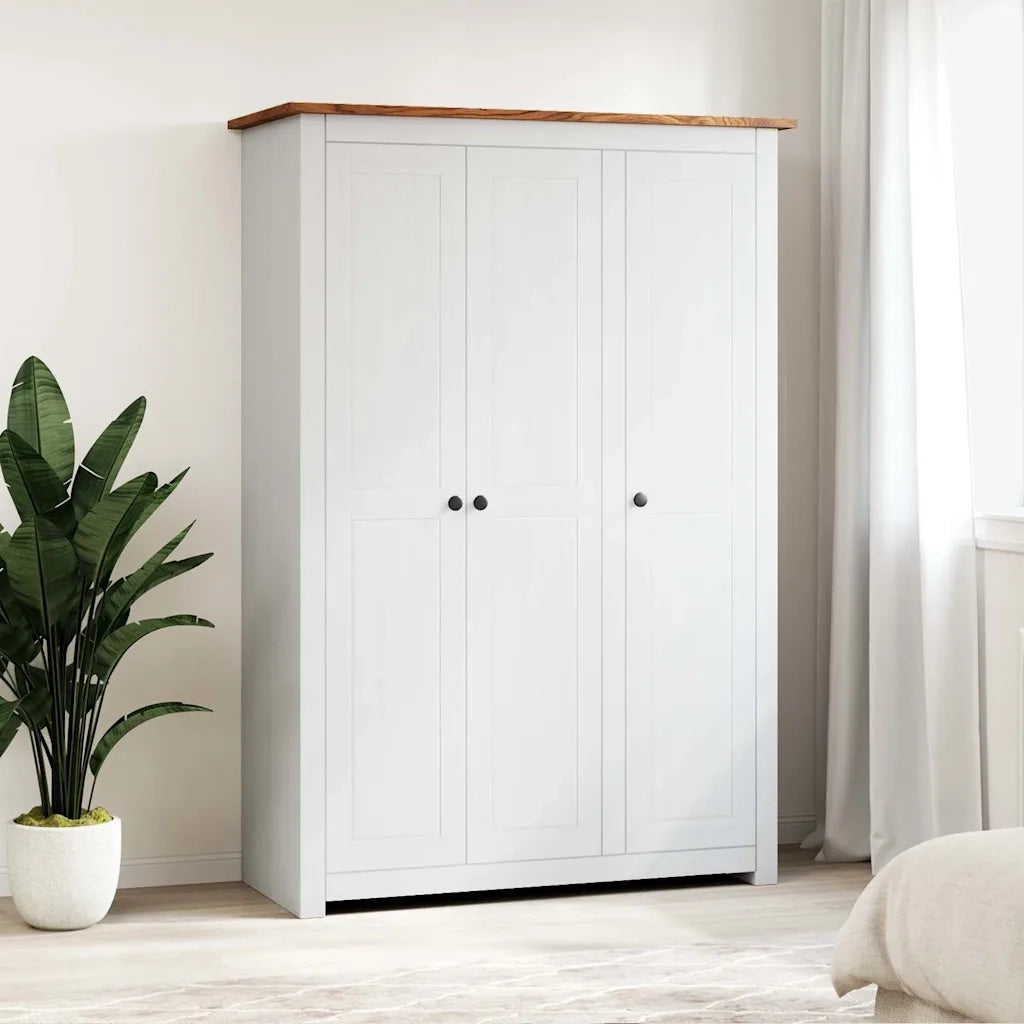 Armadio a 3 Ante Bianco 118x50x171,5cm in Pino Panama Range CFW2236704
