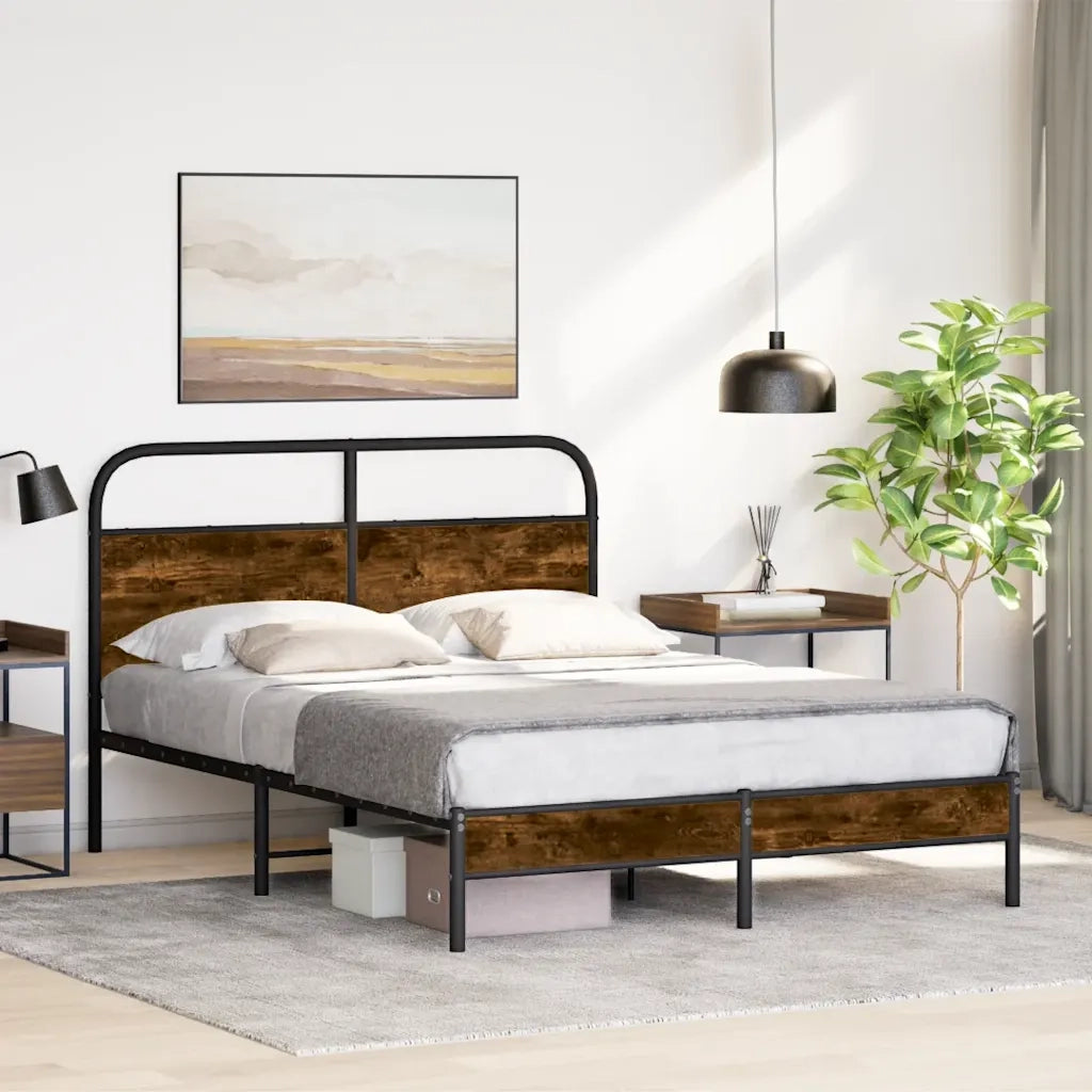 Giroletto senza Materasso-Struttura Letto Rovere Fumo 140x200 cm in Truciolato 813133