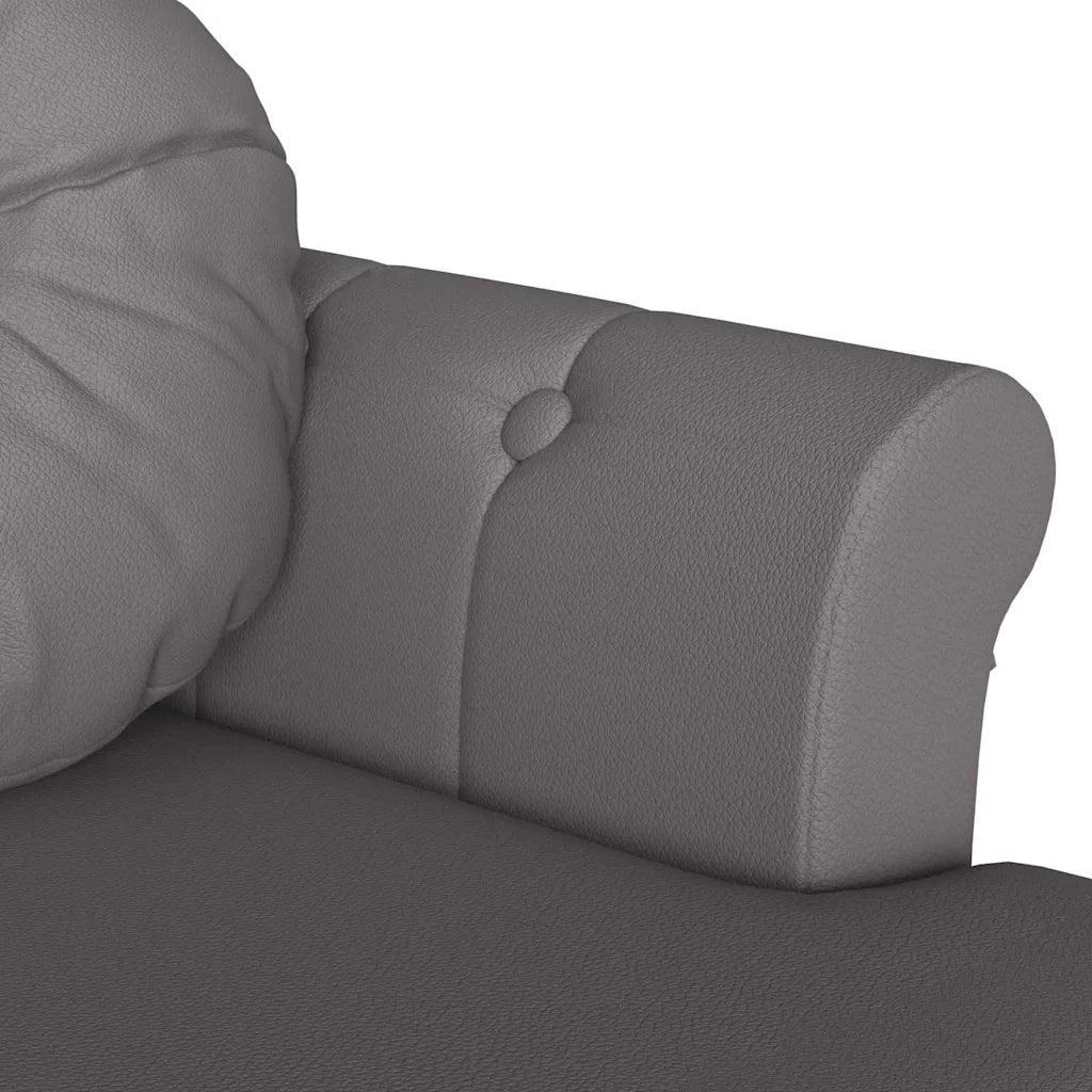 Panca Chesterfield-Sgabello-Divano Grigio 120,5 x 65 x 75 cm Pelle Sintetica