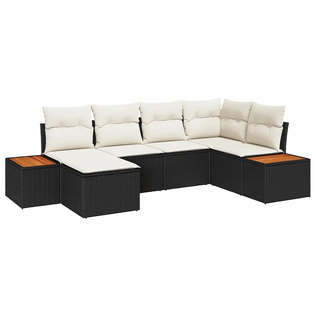 Set Divano da Giardino con cuscino 6 pcs Nero polyrattan 3348118