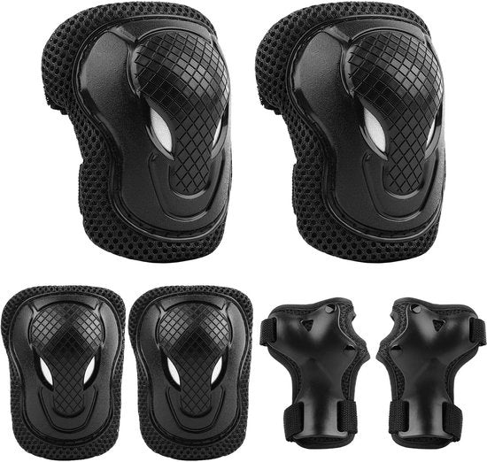 Kit di protezione per ginocchia per bambini 6 pezzi - Set di protezioni inline per bambini - Protezioni per gomiti - Protezioni per caviglie - Norma di sicurezza EN14120 - Adatto per bambini di 3-8 anni
