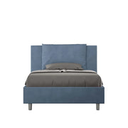 BS COM Letto una piazza e mezza senza rete imbottito 110x210 microfibra blu