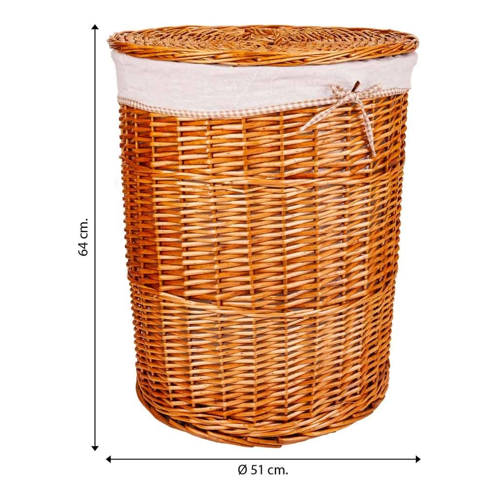 Set composto da portabiancheria e due cestini in vimini foderati marroni