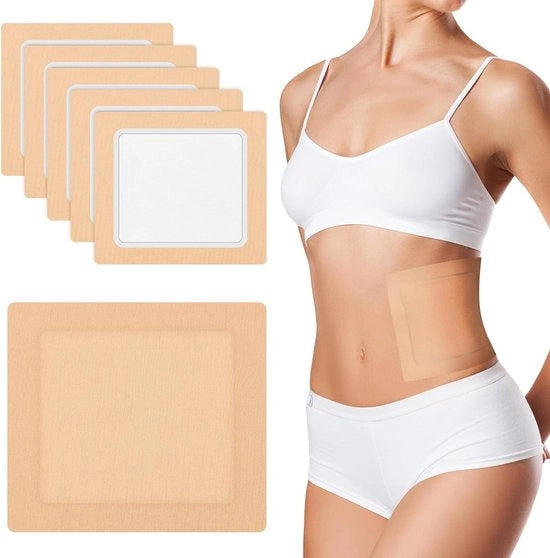 Kit di avvolgimento con olio di ricino per aiuto alla digestione e sonno - kit autoadesivo di cotone - allevia la costipazione - lavabile a mano - 5 pezzi .
