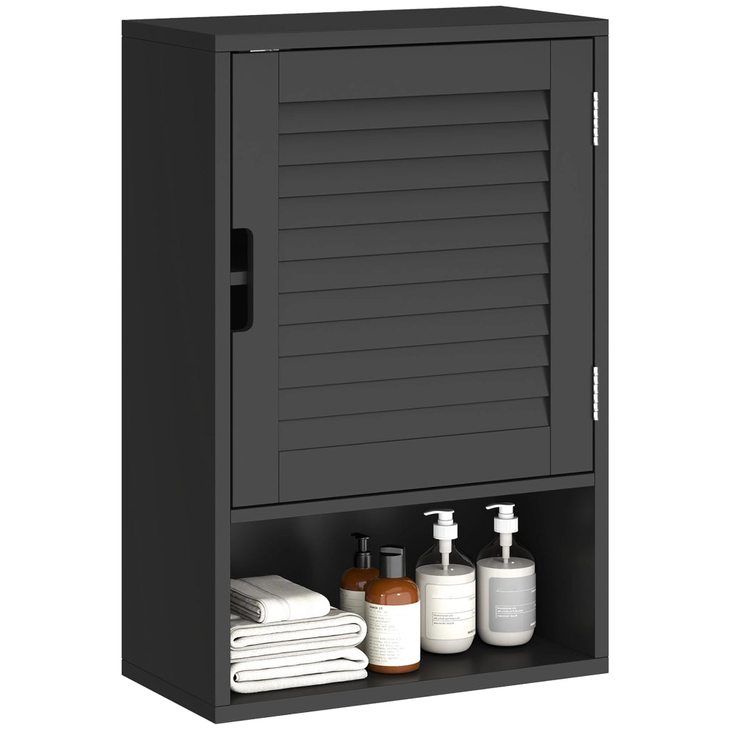Armadietto Bagno a Parete con Ripiano Regolabile e Anta Ammortizzata, 40x20x60 cm, Nero