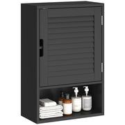 Armadietto Bagno a Parete con Ripiano Regolabile e Anta Ammortizzata, 40x20x60 cm, Nero