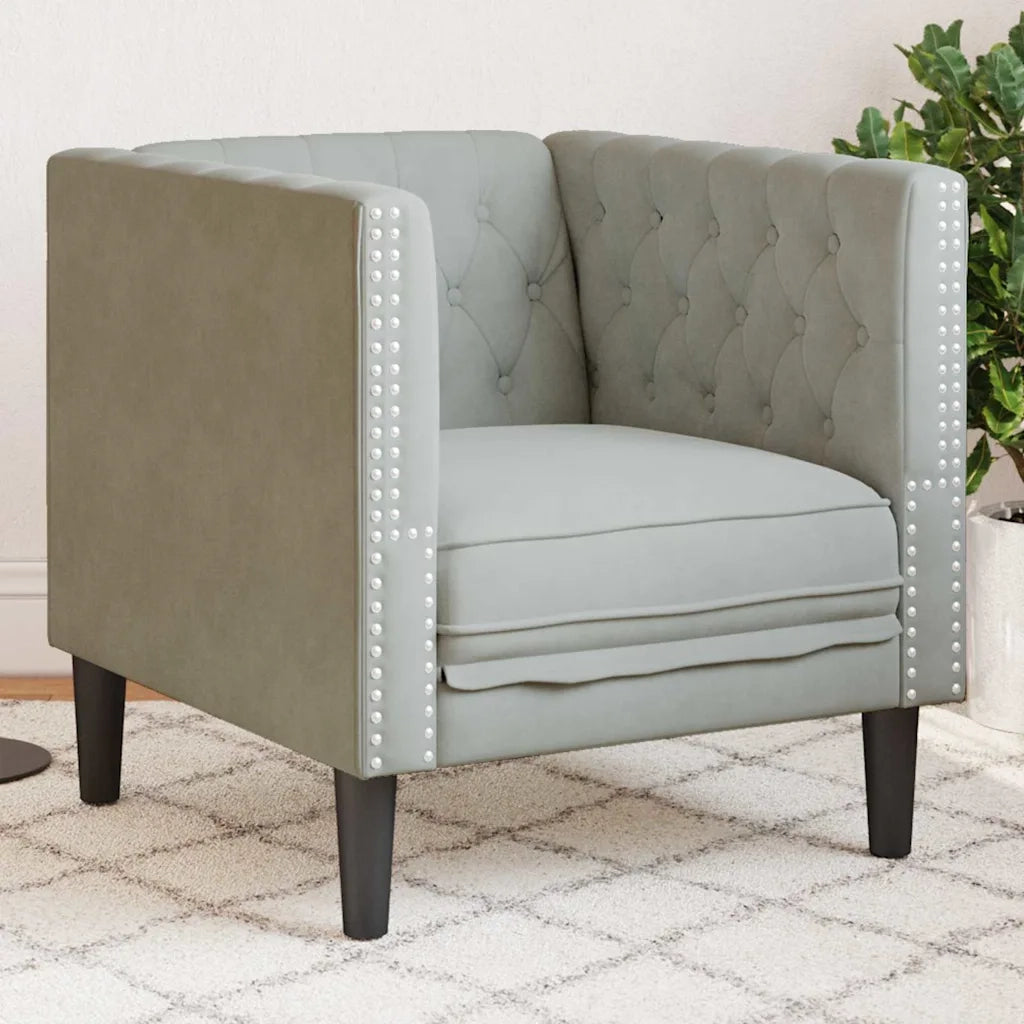 Divano Grigio chiaro 74,5 x 71 x 70,5 cm Velluto 42013016
