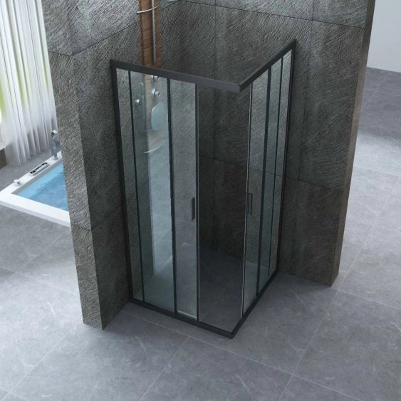 Box doccia scorrevole profilo nero cristallo 6mm trasparente anticalcare h.190cm Doliso Noir 75x90 cm